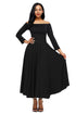 Sexy Black Retro High Waist Pleated Belted Maxi Skirt